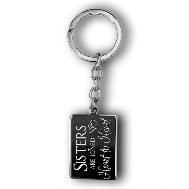 Personalized Sisters Heart To Heart Key Chain Gift | Keyring Present | Gifts Engraving